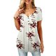 thumbnail image 1 of Camiseta de manga corta con cuello en V Top con estampado floral Blusas holgadas(Blanco-S) Nituyy Camiseta-GL715-FF46982B1, 1 of 6