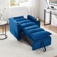 thumbnail image 2 of Sleeper Sofa Chair Bed, 3-IN-1 Convertible Single Sofa Chair with 2 Cup Holders, Adjustable Pullout Sofa Bed with Modern Velvet Fabric for Living Room Office Studio Apartment Small Space, Blue, 2 of 9