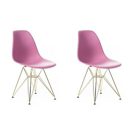 Eiffel Dining Chair with Gold Base - Pink