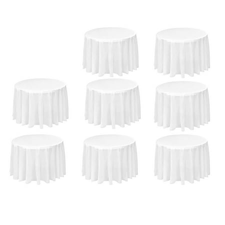 

8 Pack Round Tablecloth 84 Inch White Disposable Table Covers PEVA Waterproof Plastic Round Tablecloths (White)