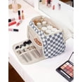 thumbnail image 3 of Large Makeup Bag Checkered Travel Toiletry Bag for Women, Wide-open Cosmetic Make up Organizer with Handle, Wet Pocket, Travel Bag for Toiletries, 3 of 10