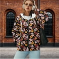 thumbnail image 3 of Yuyamidu Womens Zip Up Hoodies Sugar Skull Hoodie Oversized Sweatshirt for Women Plus Size Zip Up Hoodie Plus Size Oversized Sweatshirt with Pockets 2XL, 3 of 8