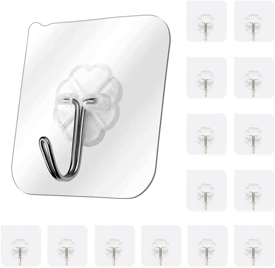 Fotyrig Adhesive Wall Hooks Heavy Duty Wall Hangers Without Nails 15 Pounds  (Max) 180 Degree Rotating Seamless Scratch Hooks For Hanging Bathroom