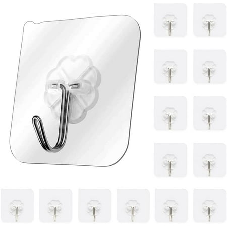 

All-Purpose Large Adhesive Hooks 12-Pack 20 lb(Max) Removable Wall Hooks for Hanging Large Waterproof Stick on Hooks for Organization