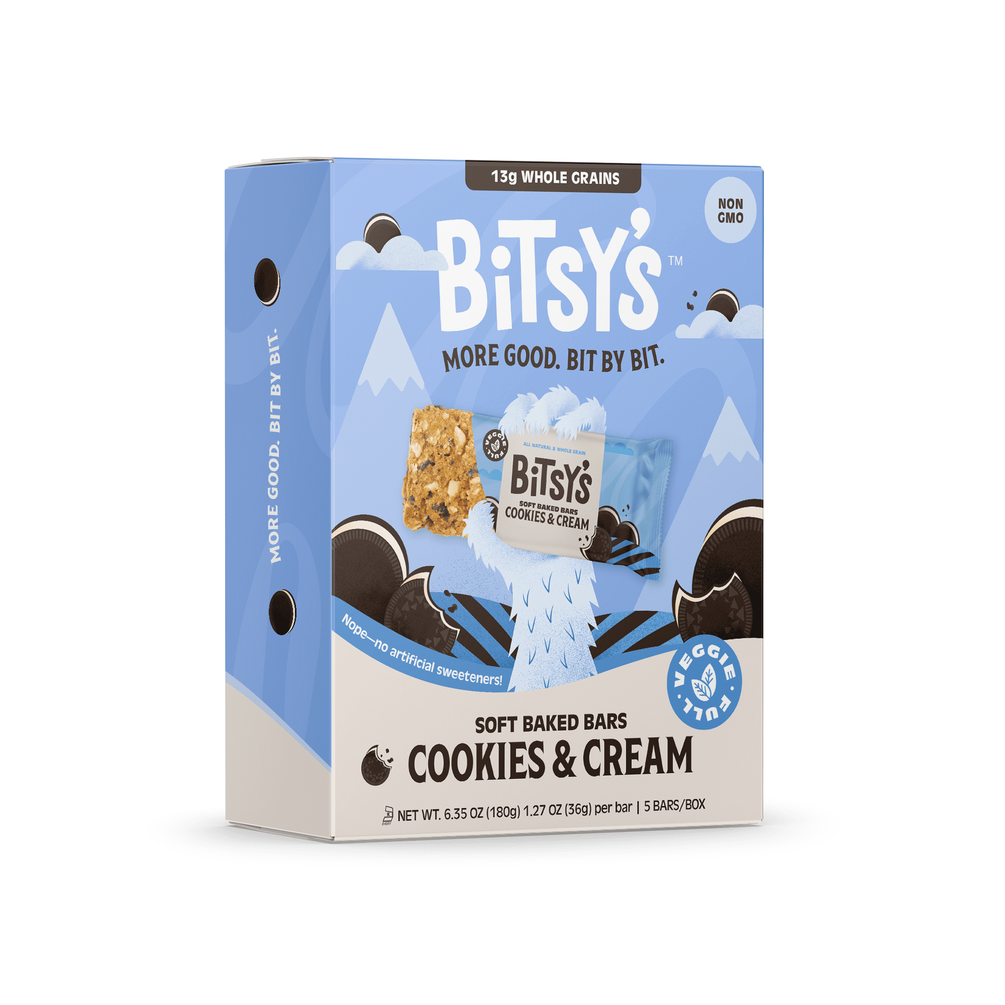 Bitsy's Soft Baked Bars, Cookies and Cream, Snack Bars, 5 bars