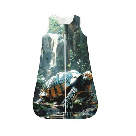 

Honeii Turtle In Jungle Waterfall Print Unisex Babies Sleepbag Wearable Blanket Baby Sleeveless Sleeping Bag-X-Large