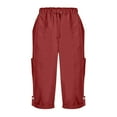 thumbnail image 5 of UAMVSH Women's Capri Cargo Pants Outdoor Hiking Workout Pockets Pants Cuffed Hem Elastic Waist Drawstring Athletic Cropped Pants, 5 of 5