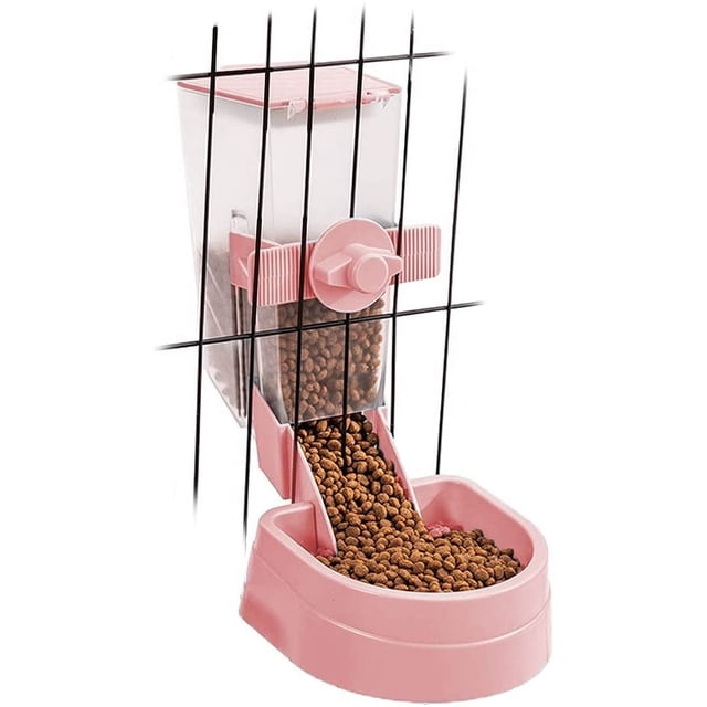 HUGFEGWE 1L Hanging Small Animal Feeder with Lid Small Animal Feed Box, Automatic Pet Feeder, Great for Rabbits, Ferrets, Cats, Birds and Other Small Animals1 CA919-162885