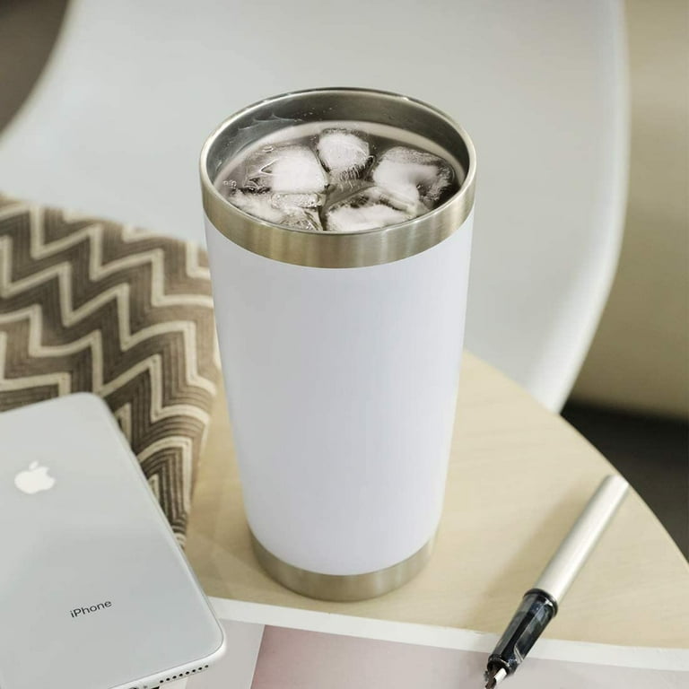 DOMICARE Stainless Steel Wine Tumbler Bulk with Lid,  Personalized White Insulated Tumblers Set, 12oz Travel Coffee Cups Pack of  1: Tumblers & Water Glasses
