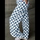 thumbnail image 5 of Pantalones Casuales A Cuadros para Mujer, Cintura Elástica, Cómodos, Holgados, de Pierna y con Bolsillos Azul Mar XL, 5 of 7