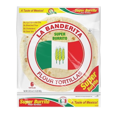 La Banderita Super Burrito | 12" Tortillas | 6 Count | 4 Pack | 20.5 oz
