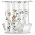 thumbnail image 2 of Mizhona Rustic Pink and Blue Floral No Hooks Shower Curtains with Snap in Liner Farmhouse Peony Hookless Fabric Bathroom Curtain,71"× 86", 2 of 7