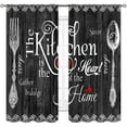thumbnail image 2 of Rustic Kitchen Curtians, Farmhouse Fork and Spoon Woodern Plank Board Cook Theme Sweet Home Country Cottage Cafe Living Room Bedroom Blackout Window Curtains Drapes Treatments 2 Panels, 84"x84" Inch, 2 of 5