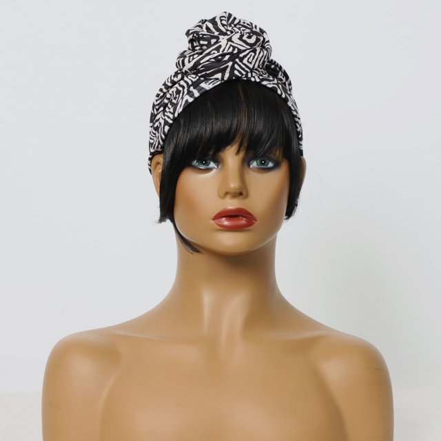 Peluca con flequillo turbante diadema fibra química peluca tocados ZefeiWu 8390613042415