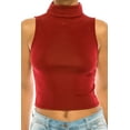 thumbnail image 3 of Women's Ribbed Sleeveless High Turtleneck Fitted Knit Crop Tank Top, 3 of 6