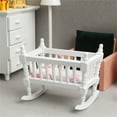 thumbnail image 3 of NIBOLOG Doll House Baby Bed - 1:12 Miniature Cradle Dollhouse Miniatures for Nursery Decor, 3 of 7