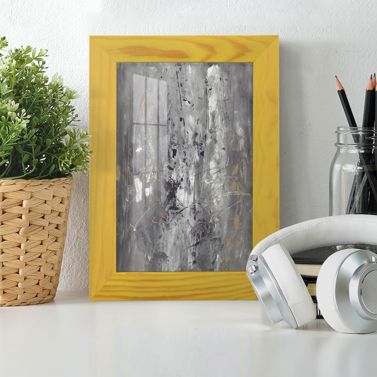 Ancient Marks I - Framed Print w/glass - Sunflower Yellow