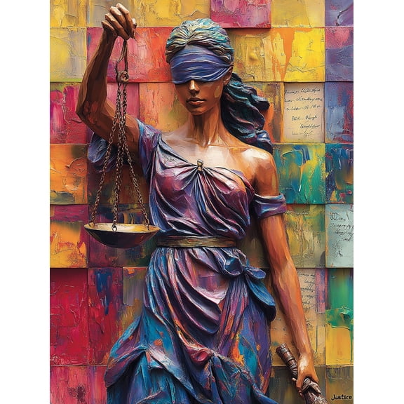 Abstract Lady Justice Canvas Art Print， Perfect for Living Room， Bedroom， Office， Hallway， and Study Decor