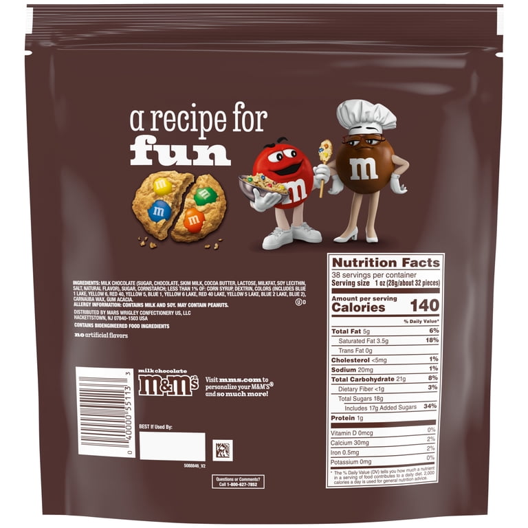 M&M'S Milk Chocolate Candy, Party Size 38 oz Resealable Bag