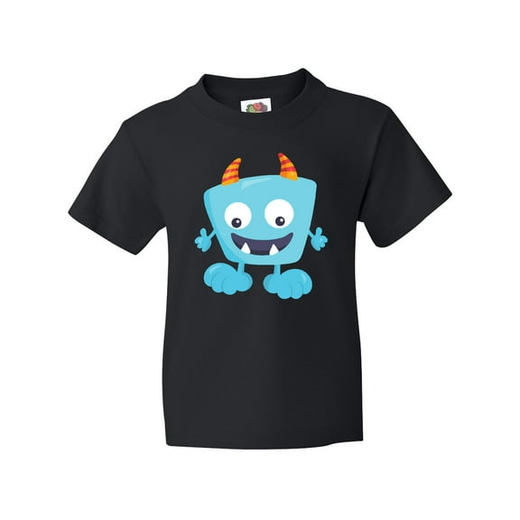 Inktastic Cute Monster, Little Monster, Blue Monster, Horns Youth T-Shirt