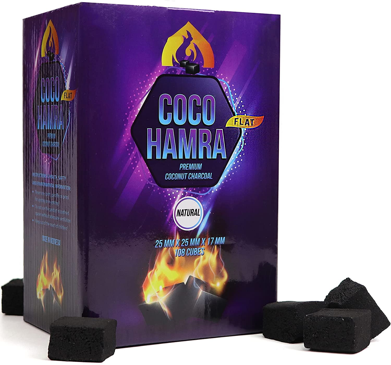 Buy Coco Hamra* Natural Coconut Shell Charcoal Flat 108pcs Coals (2