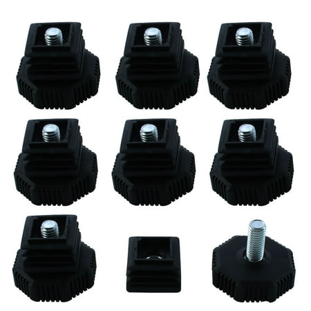 Kilt Chair Leveling Feet 25 x 25mm Square Tube Inserts Kit Furniture Glide Adjustable Leveler for Table Sofa Chair Leg 8 Sets ()