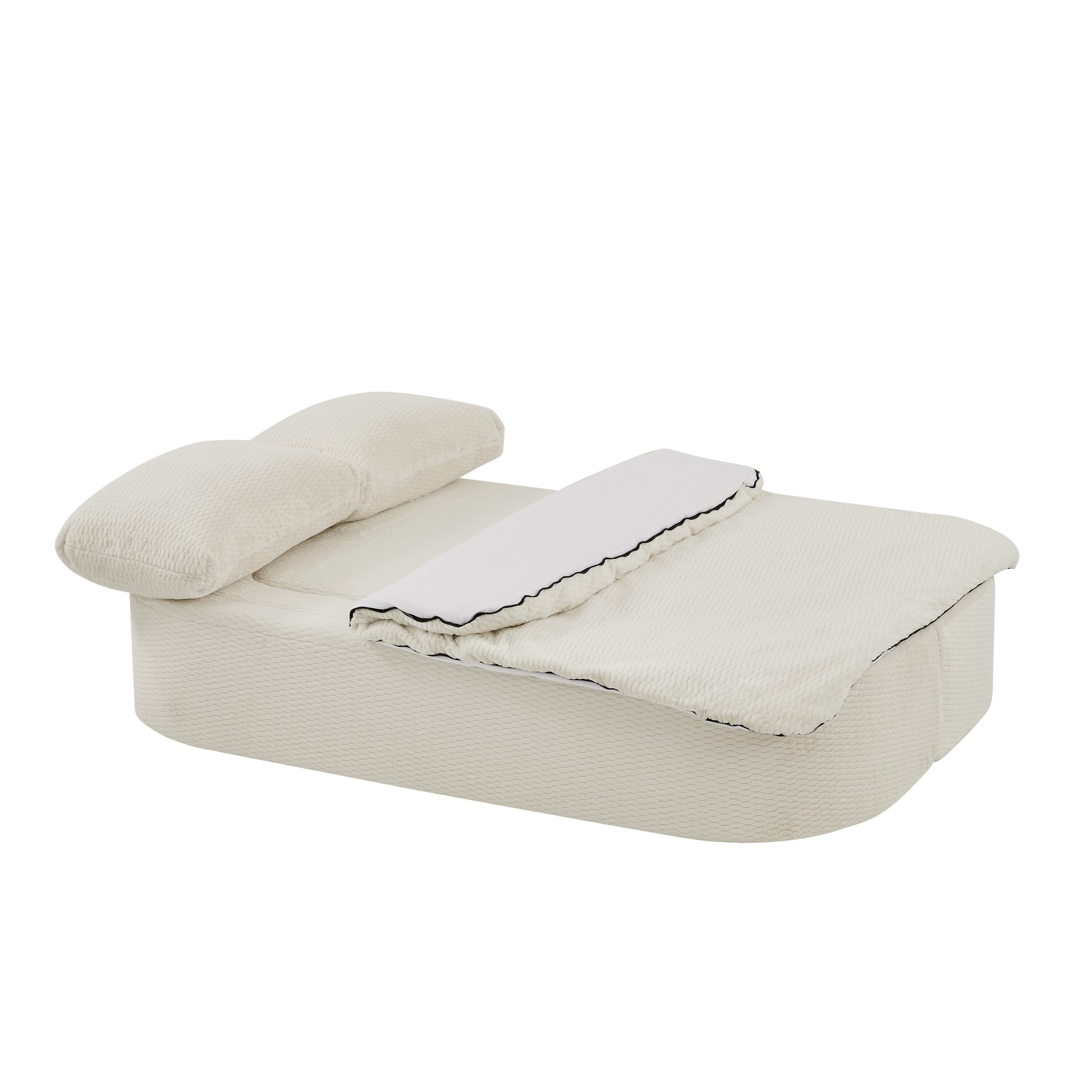 Aukfa 75-inch Convertible Loveseat Sofa Bed, Reversible Backrest, Faux Fur, No Assembl, White