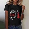 thumbnail image 2 of Active Tops Women T-Shirts T1 Christmas Print Short Sleeve T Shirt For Women Relaxed Fit Round Neck Top Casual Holiday Tee Black XXL, 2 of 4