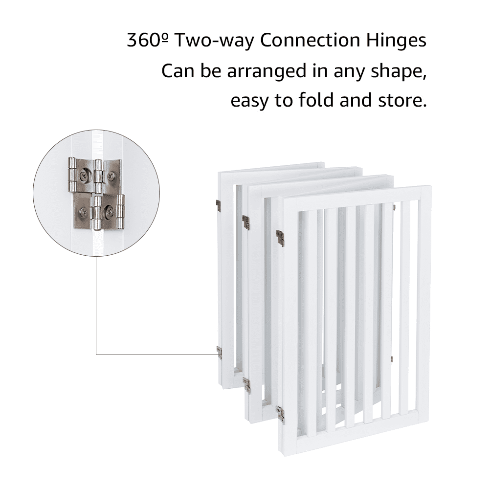 Unipaws Freestanding Pet Gate 36 inches High 6 Panels, White