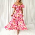 thumbnail image 1 of WILLBEST Vestidos de Verano para Mujer, Modernos, Bohemios, con Estampado Floral, Cuello Redondo, Manga Corta, Cuello En V, Vestido Largo Extra Grande, 1 of 3