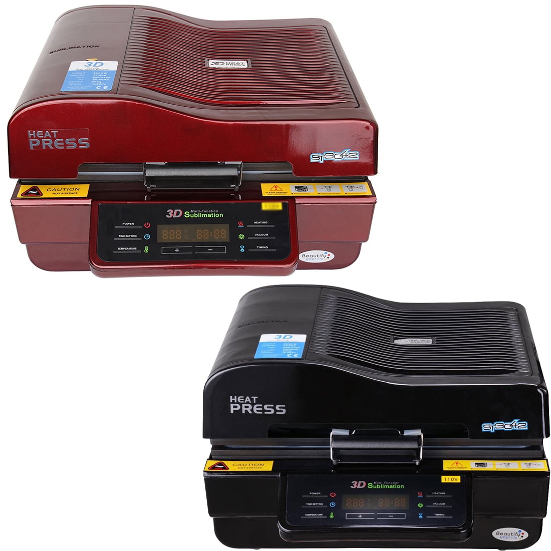 INTBUYING 3D Vacuum Sublimation Heat Press Transfer Machine for Phone Case Mug Print Red/Black