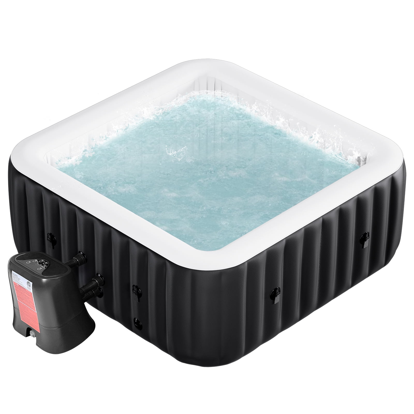 MOPHOTO Hot Tub - 73” X 73” X 25” Inflatable Hot Tub, 4-6 Person Portable Blow Up Hot Tub Square Portable Outdoor Spa with 130 Bubble Jets and Built in Heater Pump, Filter