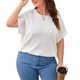thumbnail image 1 of Top de verano para mujer, Top acanalado de manga corta con cuello redondo holgado de talla grande para mujer, 1 of 8