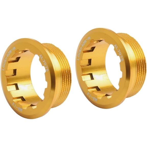 12-Speed Cassette Lockring - CNC Machined Aluminum Alloy Flywheel Cap, Compatible with SRAM & SHIMANO 12-Speed MTB/Road Bicycles, Lightweight & Anti-Slip Design(XX-Golden-2pcs)
