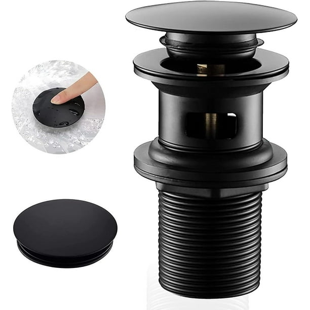 Sink Drain with Overflow, Pop Up Valve Sink Drain, Black Bathroom Sink ...