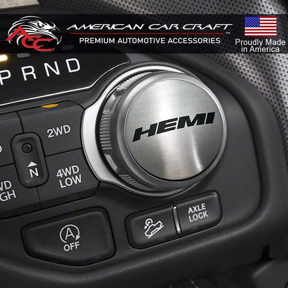 American Car Craft Dial Shifter Trim Plates Brushed Stainless - 1pc Etched HEMI Logo