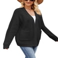 thumbnail image 2 of Women Knit Cardigan Long Sleeve Open Front Fall Cual Jacket Sweater with Pockets, 2 of 4