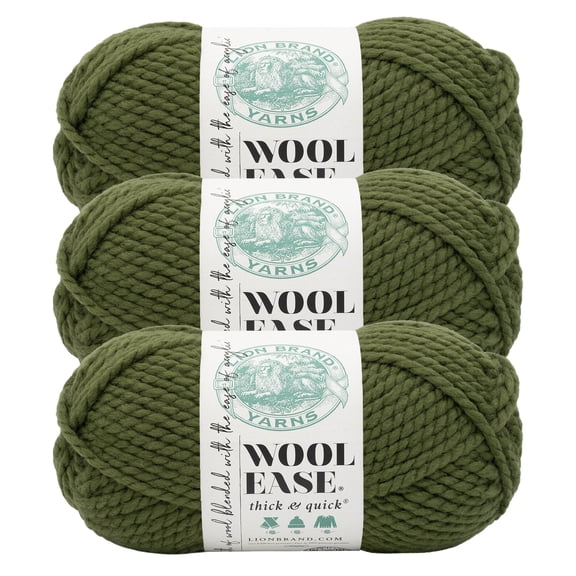Lion Brand Yarn Wool-Ease Thick & Quick Trailstone #6 Super Bulky, Acrylic/Wool 6 oz/170 g, 106 yds/97 m, 3-Pack