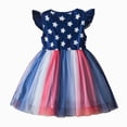 thumbnail image 4 of KPOPLK 4th of July Toddler Girl Dress Outfit American Flag Dress Flutter Sleeve Patriotic Independence Memorial Day Dress Summer Clothes(1-2 Years,Dark Blue), 4 of 7