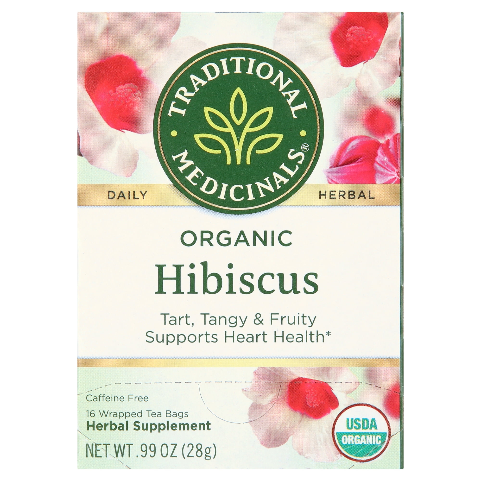 Traditional Medicinals Organic Hibiscus Herbal Tea, Supports Cardiovascular Health, 16 Tea Bags (Pack Of 6)