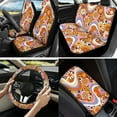 thumbnail image 2 of Yuyamidu Hippie Flowers Car Seat Covers with Steering Wheel Cover Seatbelt Pad Car Armrest Cover Coasters Keychain Lipstick Sleeve Pouch Auto Accessories Set of 13, 2 of 6