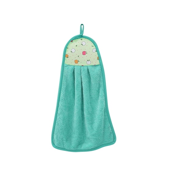 1 Pc Hanging Hand Towels for Kitchen Bathroom Super Soft with Hanging Loops, Cute Cartoon Highly Absorbent Tea Towels Dish Cloth, 9.05x14.96 Inch, Green