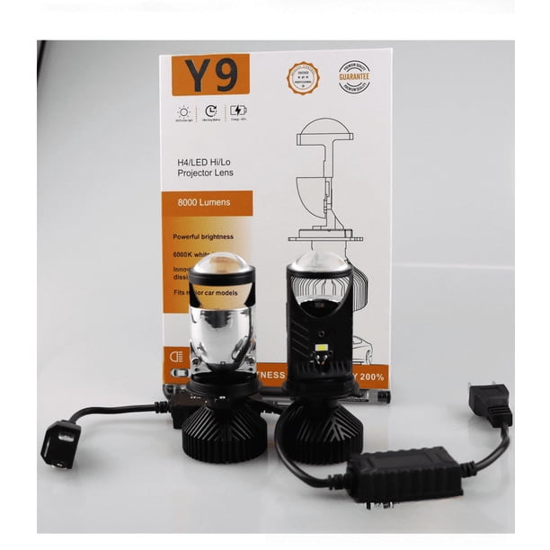 Faro LED H4 para coche dedicado con lente súper brillante de alta potencia, luz de lejos y de cerca, lámpara precursora integrada, lente S2 Y9