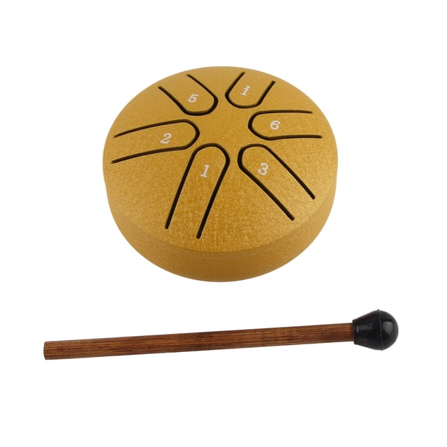 Tambor de Espiritu Vacío, Mini Tambor Handpan, Tambor Handpan Profesional Mini 6 Notas Instrumento de Percusión de Tambor de Lengua Sin Preocupisiones con Baqueta