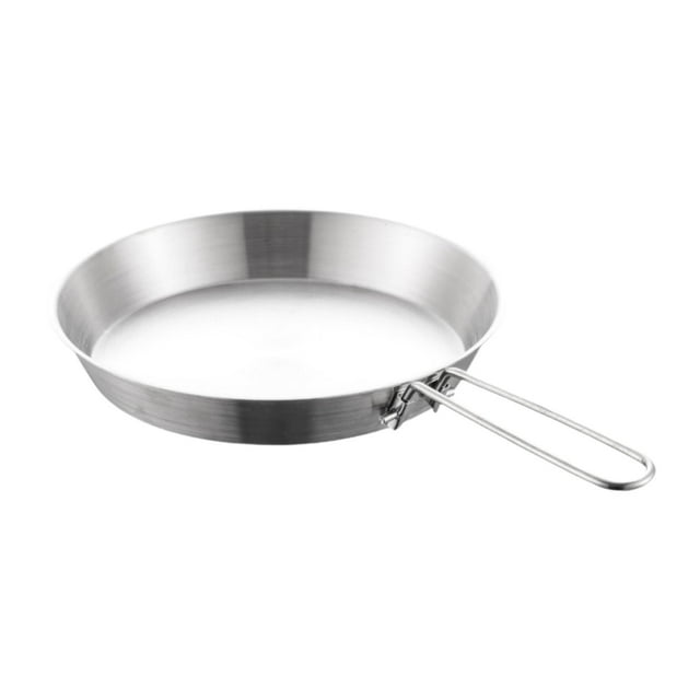 Sartén de acero inoxidable para acampar, utensilios de cocina, mango plegable, resistente a arañazos, fácil de usar. 12 cm