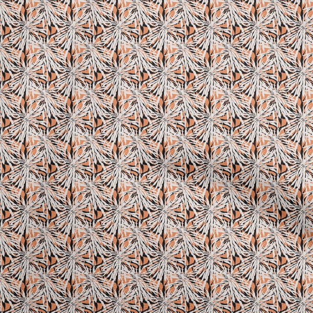 oneOone Polyester Spandex Peach Fabric Abstract Floral Sewing Craft Projects Fabric Prints By Yard 56 Inch Wide