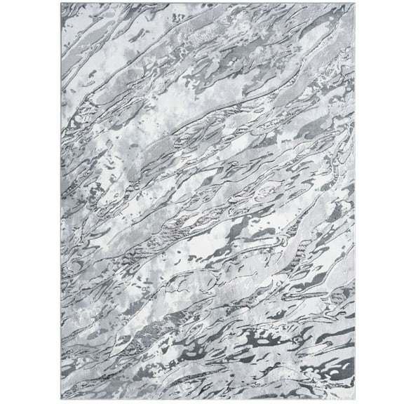 Everloom Laura Marble Chic Abstract Area Rug, Grey/White, 5'2"x7'2
