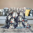 thumbnail image 2 of ONETECH Cute Penguin Greeting Flannel Blanket Super Soft Cozy Plush Blankets Lightweight Throw Blanket for Couch Sofa Bed, 2 of 6