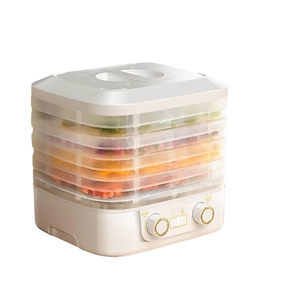 HIBIBUD 5-Layer Food Dehydrator/Freeze Dryer-with 48-Hour Timer and (35-75°C) Temperature Control，Small Dehydrator,Machine for Meat, Fruits, Candies, and Mushrooms.BPA-freeWhite,25 * 23 * 21.5cm