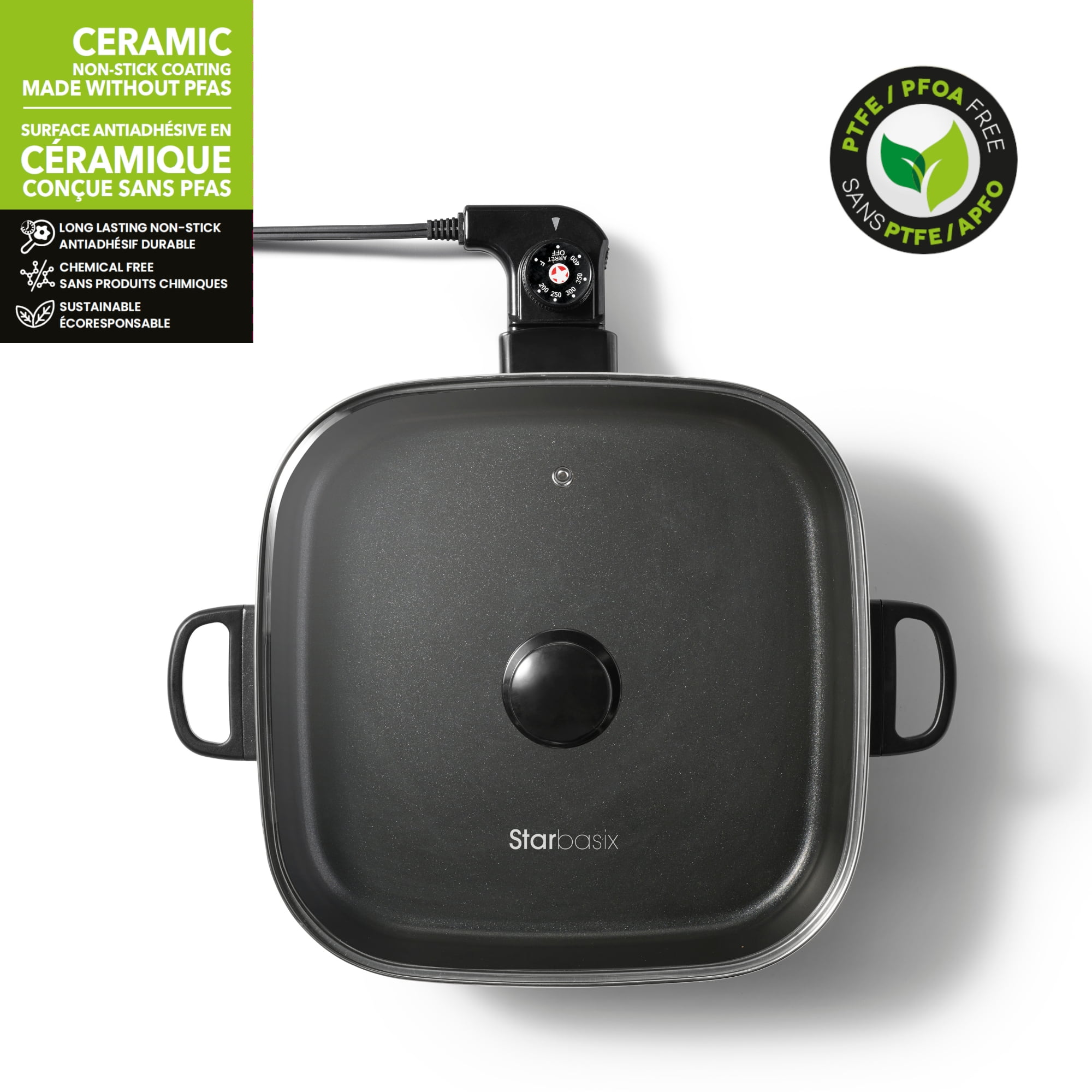 Starbasix Electric Skillet - 12" x 12", Ceramic Coating